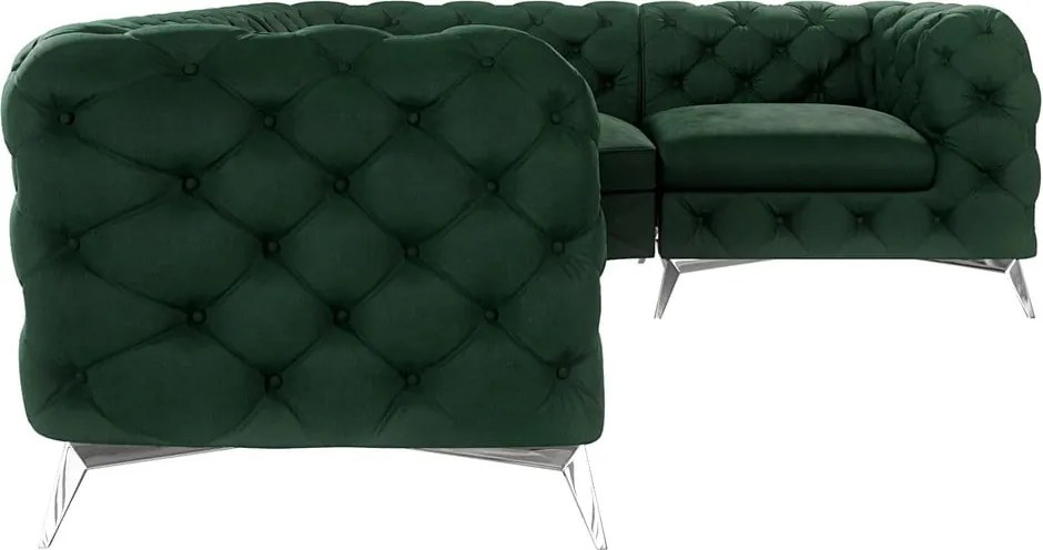 Divano angolare verde scuro (con penisola a destra/a L) con rivestimento in velluto Chelsea – Ropez