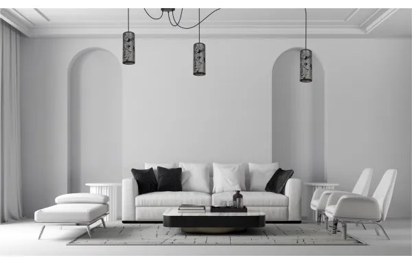 Lampadario a sospensione con filo AVALO 3xE27/60W/230V ragno grigio/nero