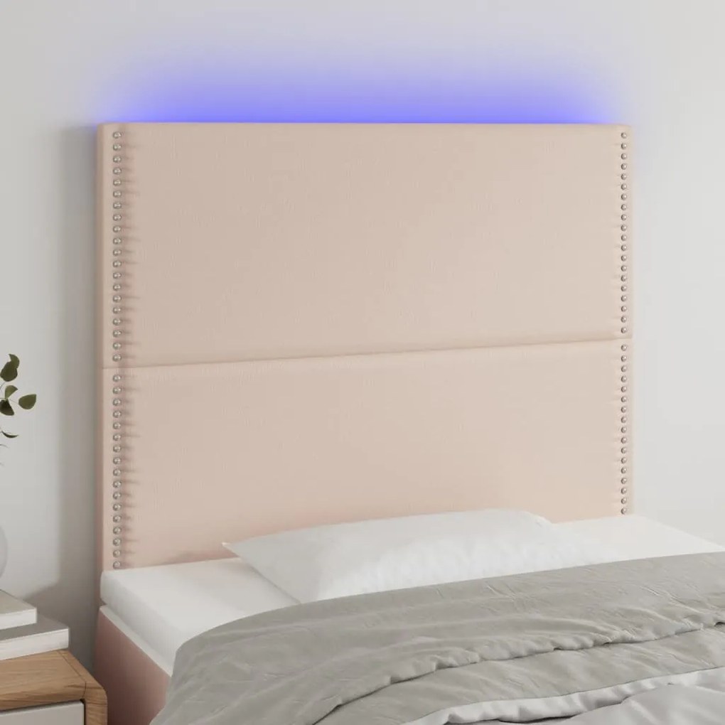 Testiera A Led Cappuccino 80x5x118/128 Cm İn Similpelle /