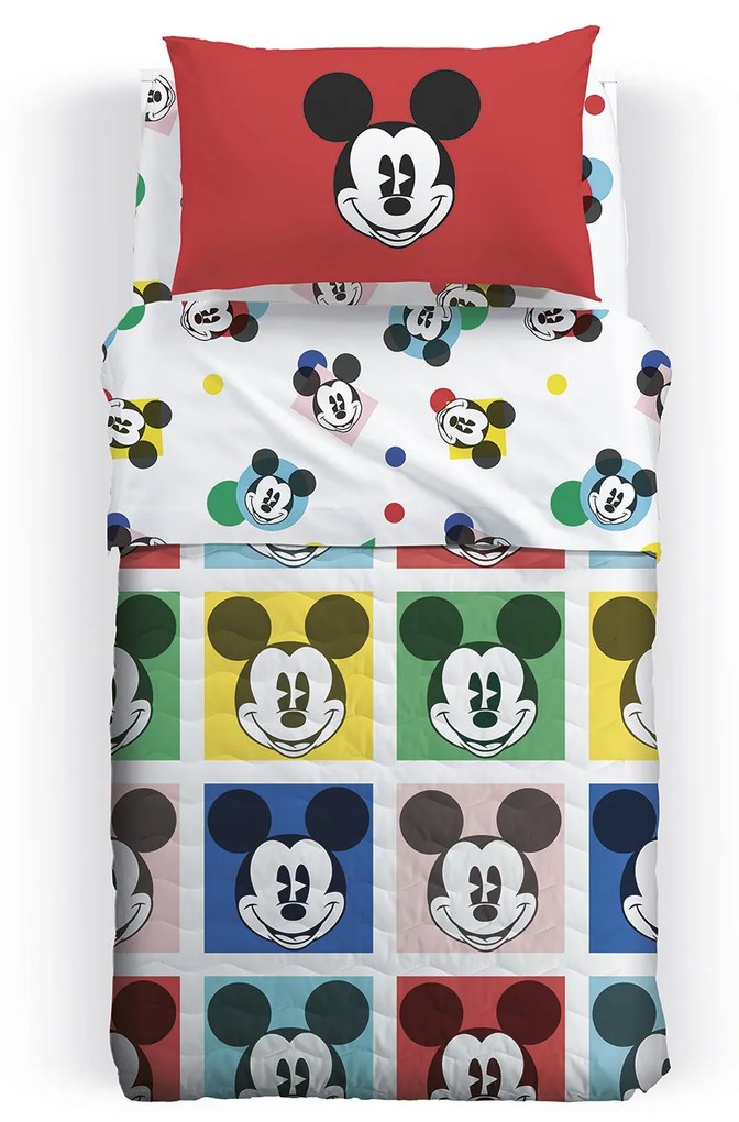 Copriletto Trapuntato in Cotone Mickey Colors Piazza e Mezza