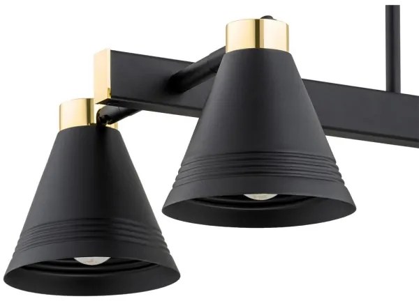 Argon 1774 - Lampadario su palo AVALONE 4xE27/15W/230V nero/oro