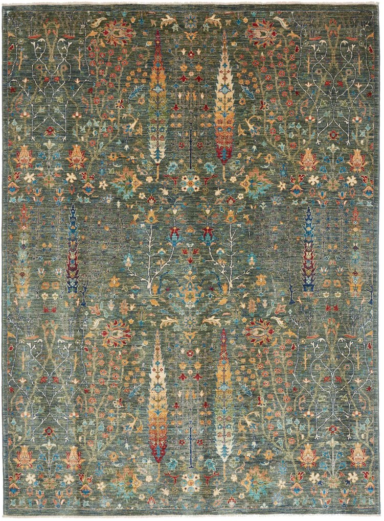 Samarkand Tappeto 170 x 230 Verde (Pakistan) Annodato A Mano