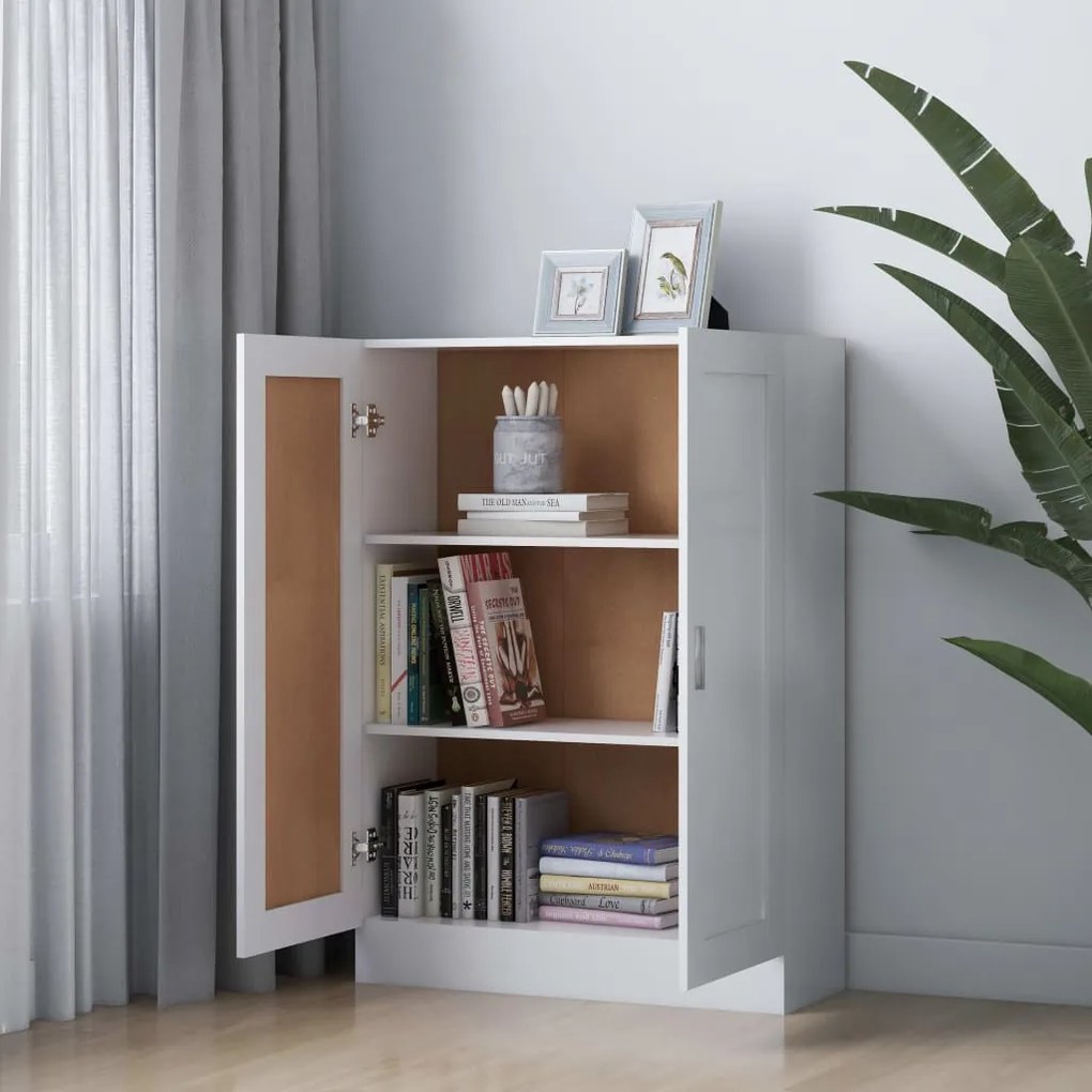 Libreria bianca 82,5x30,5x115 cm in legno multistrato