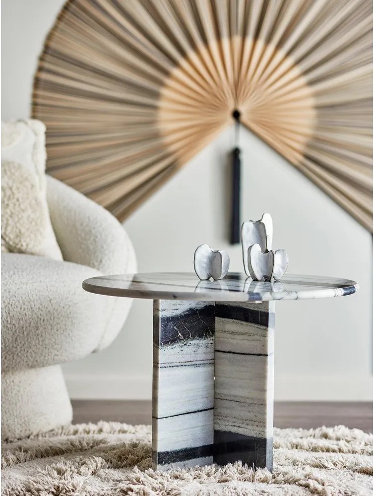 Tavolino da salotto rotondo bianco e nero in marmo ø 61 cm Rosito – Bloomingville