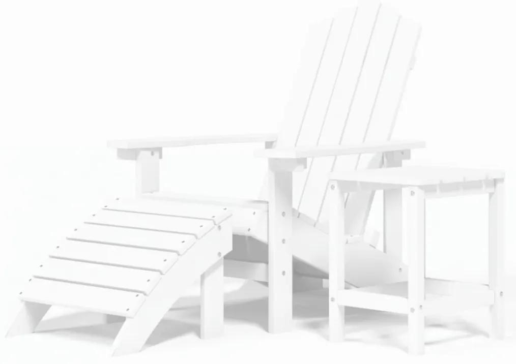 Sedia Giardino con Poggiapiedi e Tavolo Adirondack HDPE Bianco