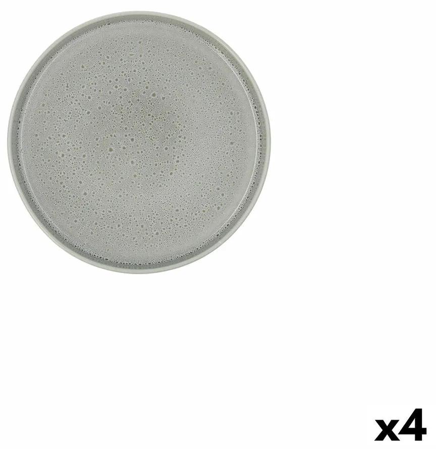 Piatto Piano Ariane Porous Ceramica Verde Ø 21 cm (4 Unità)