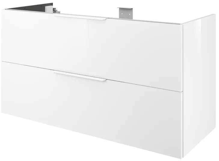 Mobile da bagno sospeso sotto lavabo L 120 x H 64 x P 48 cm bianco laccato lucido, 2 cassetti SENSEA Neo Frame