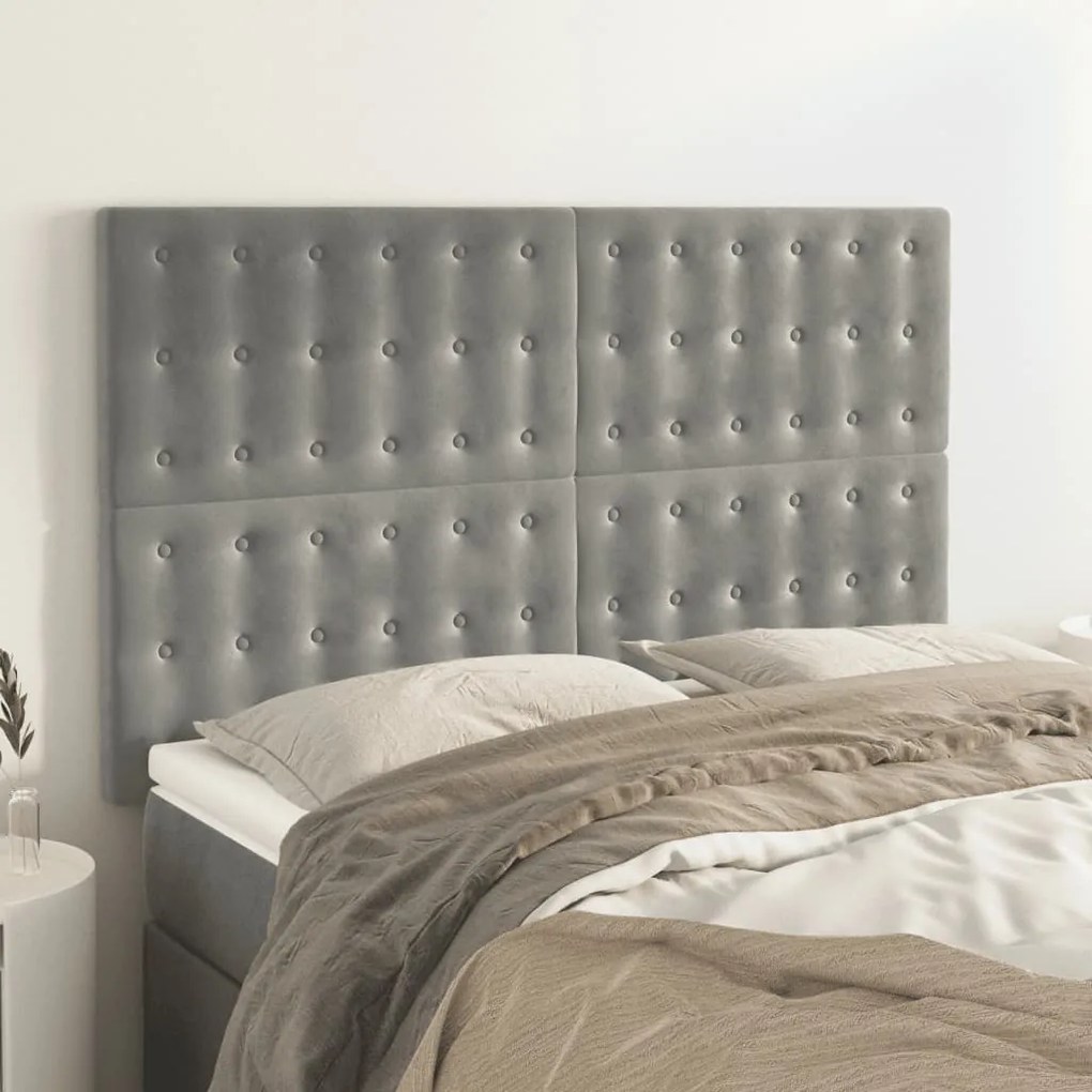 Testiere 4 Pz Grigio Chiaro 72x5x78/88 Cm İn Velluto /
