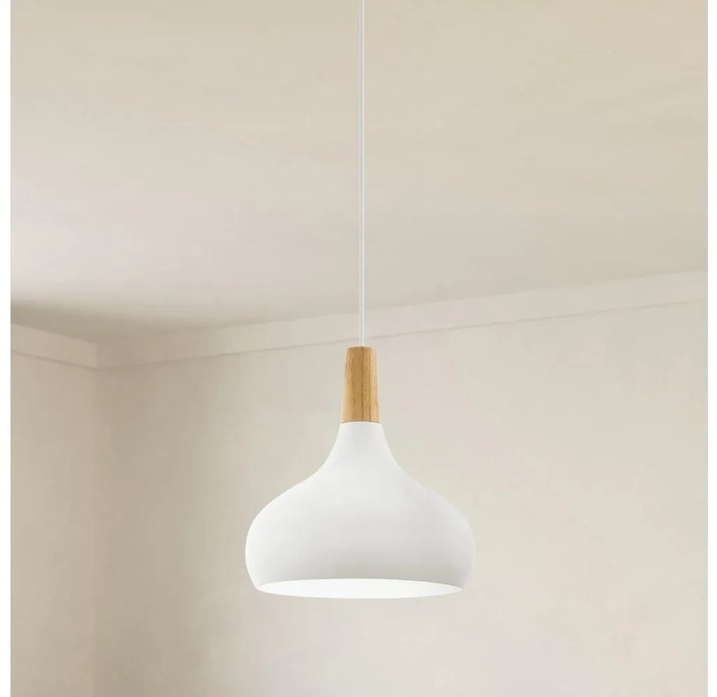 Eglo 901178-Lampada sospesa su cavo SABINAR 1xE27/60W/230V Ø28 cm bianca-