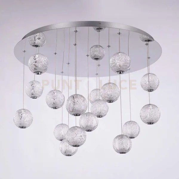 Diamante plafoniera, acrilico trasparente, struttura cromata, led 7...