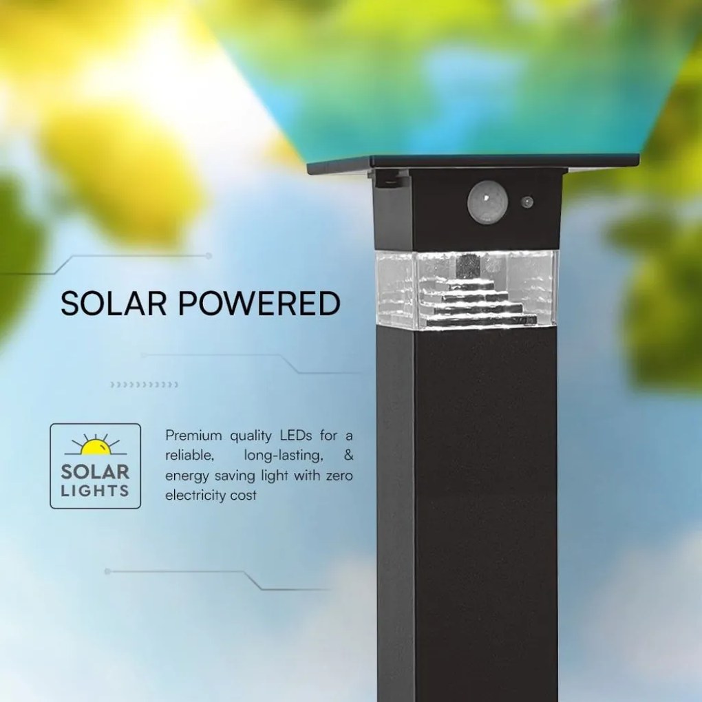 Piantana Solare LED da Giardino 3W con Sensore PIR 3000K IP54