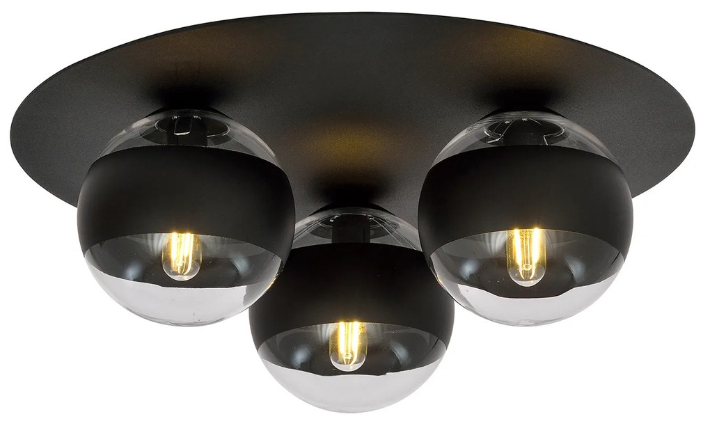 Plafoniera Minimal Mnemosine Acciaio Nero 3 Luci E14 Ip20