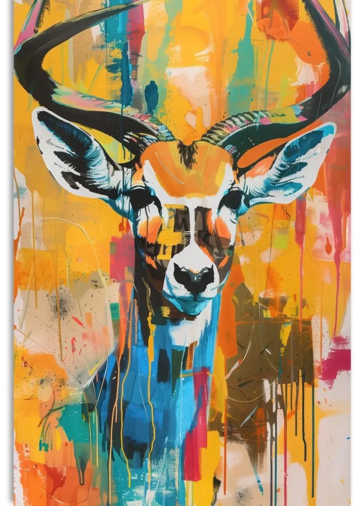 Stampa su tela – Antilope con imitazione di pittura