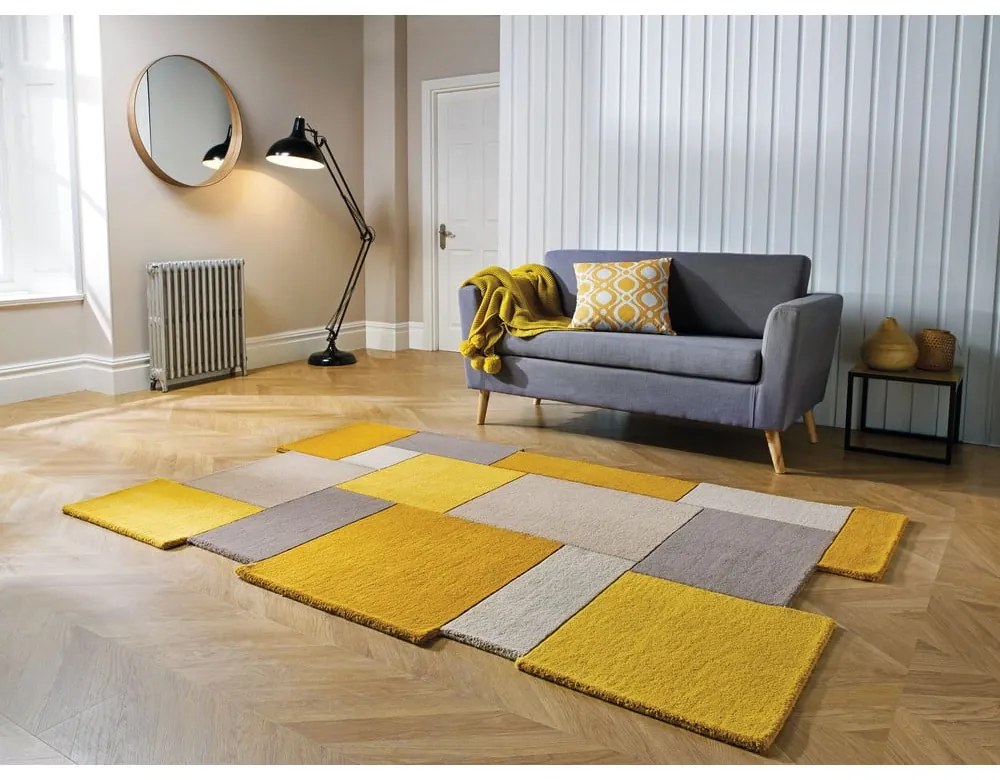 Tappeto in lana giallo/beige 120x180 cm Collage - Flair Rugs