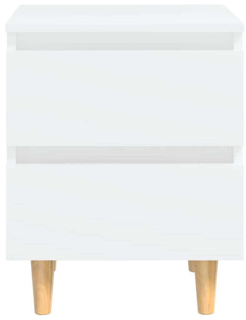 Comodini con gambe in massello di pino 2pz bianco 40x35x50cm
