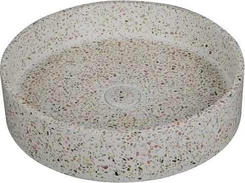Lavabo da appoggio rotondo con finitura terrazzo beige | KTERE-430BE - KAMALU