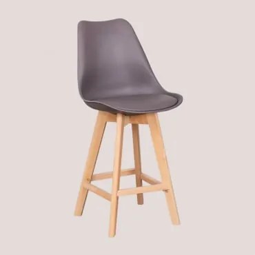 Pacco Di 2 Sgabelli Alti 65 Cm Con Cuscino In Similpelle Nordic Grigio Talpa - Sklum