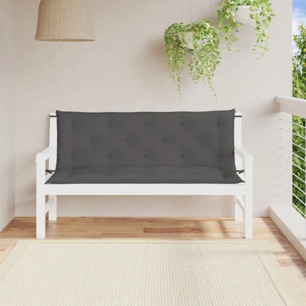 Cuscini Panca Giardino 2pz Antracite 150x50x7cm Tessuto Oxford /