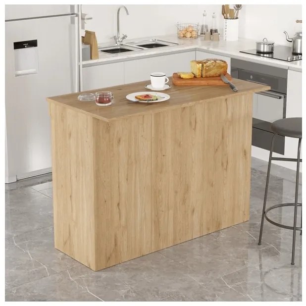 Isola Centrale Cucina 120 Cm Con Ante E Ripiani Dorian Rovere Effetto Legno