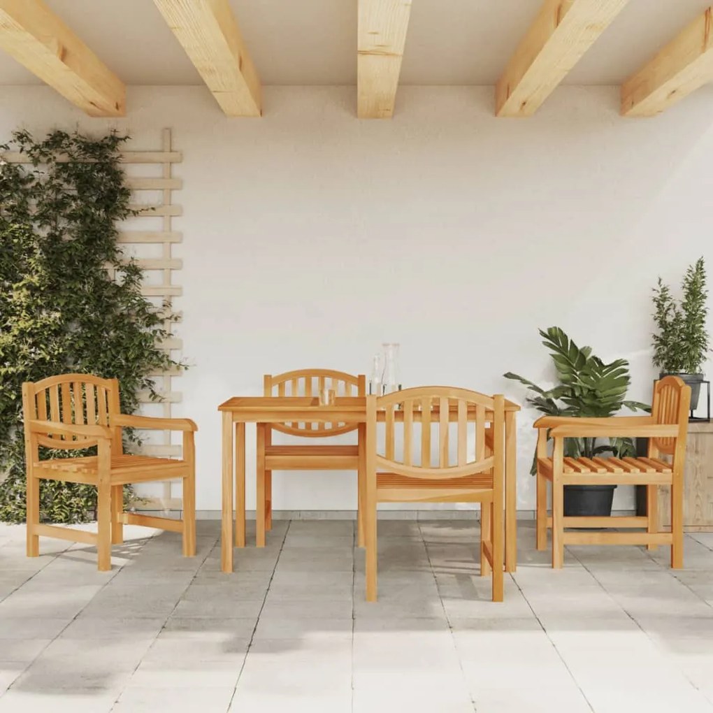 Set Da Pranzo Per Giardino 5 Pz İn Legno Massello Di Teak /