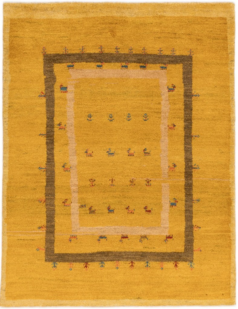 Gabbeh Tappeto persiano 150 x 200 Giallo (Iran) Annodato A Mano