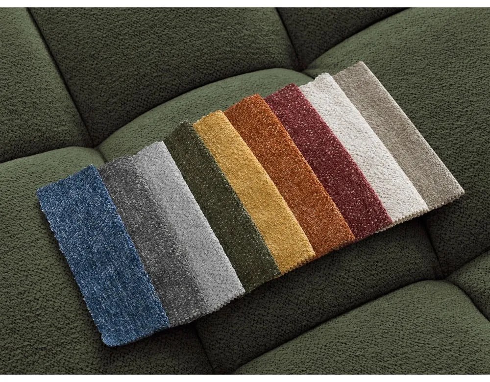 Divano angolare verde allungabile e con contenitore (penisola a destra/chaise lounge) con rivestimento in ciniglia Everest – Bobochic Paris