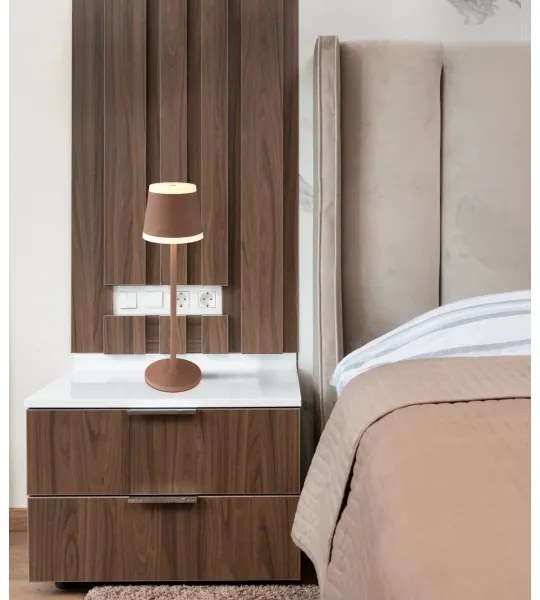 Globo 58433R - Lampada da tavolo LED dimmerabile RIDLEY LED/4,6W/3,7V 3000K marrone