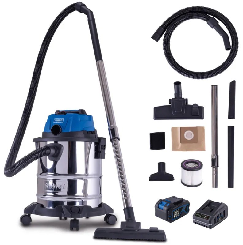 Bidone aspiratutto c-nts20-x con batteria 4,0Ah e caricabatteria Scheppach