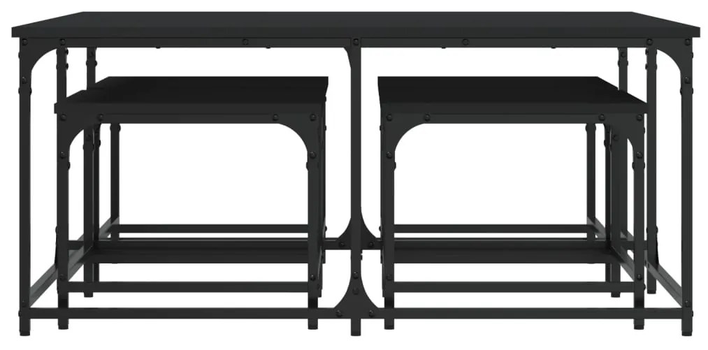 Tavolini impilabili 5 pz neri in legno multistrato
