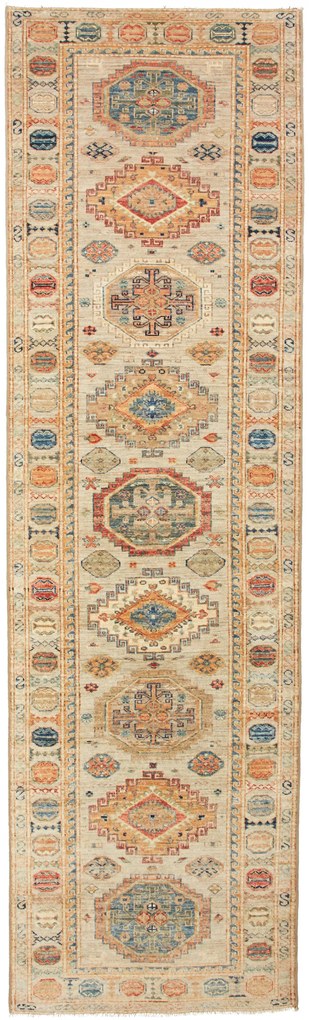 Kazak Tappeto 290 x 80 Grigio (Pakistan) Annodato A Mano