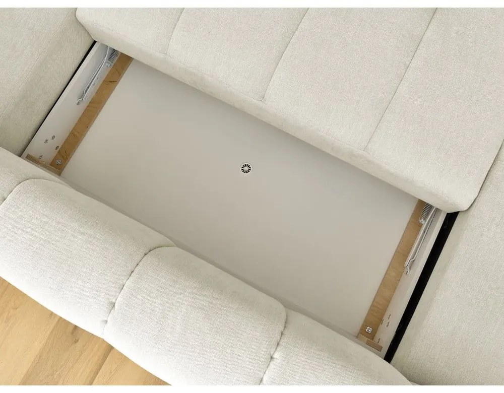 Divano angolare beige allungabile e con contenitore (penisola a destra/a U) Fuji – Bobochic Paris