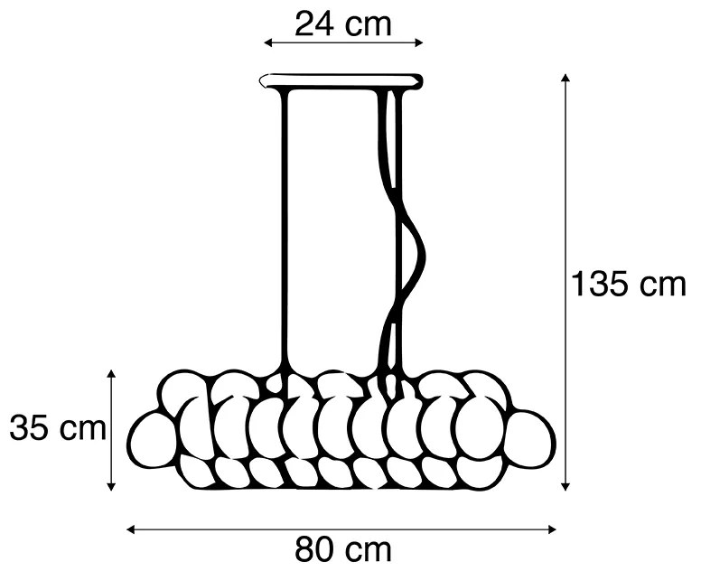 Lampada a sospensione Art Déco nera con vetro fumé 8 luci - Uvas
