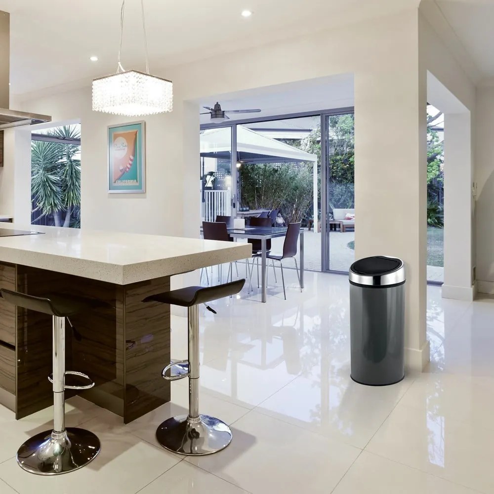 Cestino per la spazzatura grigio scuro in acciaio touch 30 l – MSV