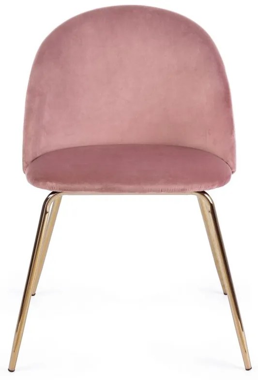 Set di 4 sedie TANYA in velluto rosa e base oro
