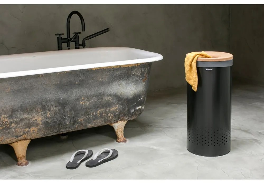 Cesto portabiancheria in metallo nero opaco 35 L - Brabantia