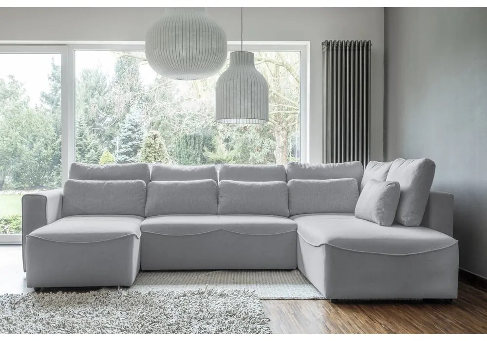 Divano letto angolare grigio chiaro (a U) Homely Tommy - Miuform
