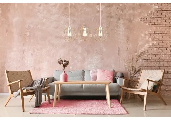 Lampadario a sospensione con filo MATT 3xE27/60W/230V bianco/oro