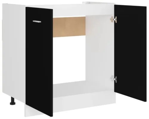 Armadio Inferiore per Lavabo Nero 80x46x81,5 cm in Truciolato
