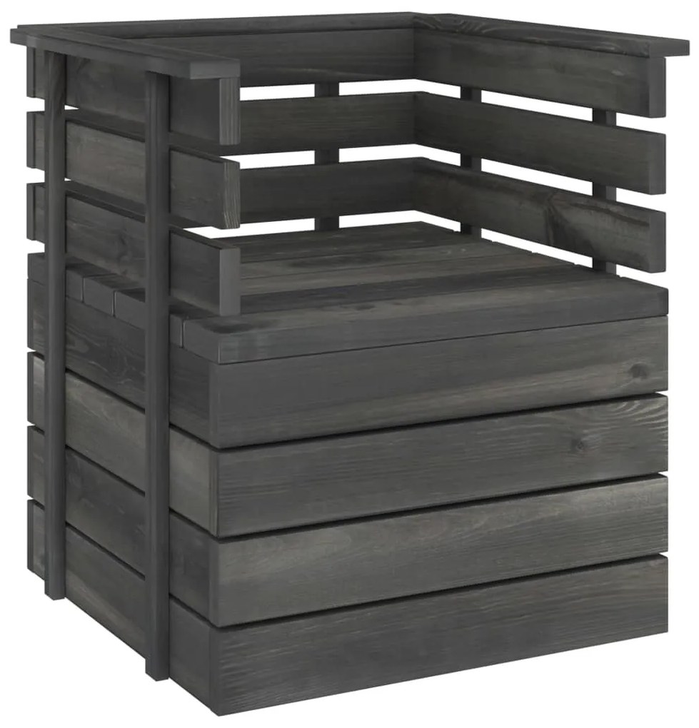 Set divani da giardino su pallet 5 pz legno pino grigio scuro