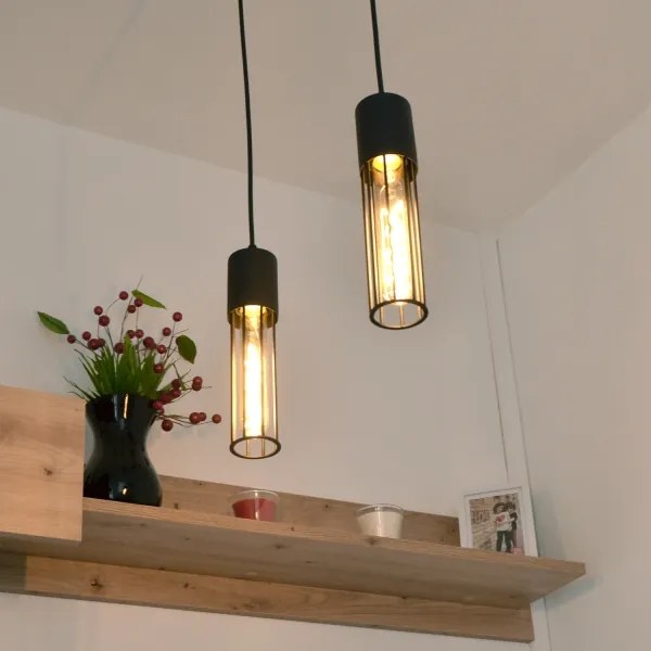 Lampadario a sospensione con filo MELODY 2xE27/15W/230V nero