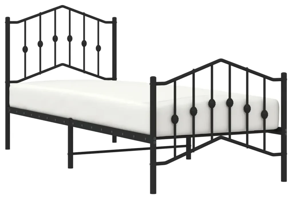 Giroletto con testiera e pediera metallo nero 80x200 cm