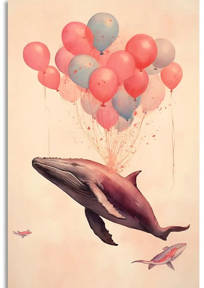 Stampa su tela – Balena sognante con palloncini