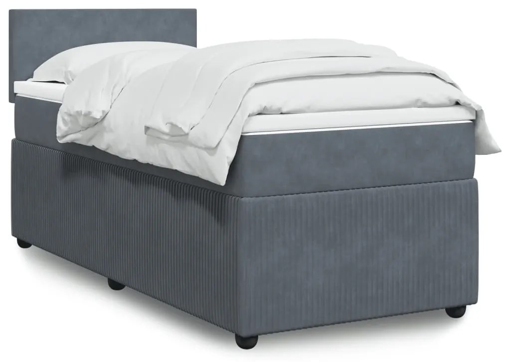 Giroletto A Molle Con Materasso Grigio Scuro 80x200 Cm Velluto /