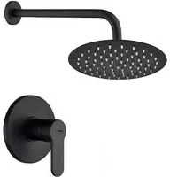 Set doccia incasso nero opaco tondo Paco con soffione 20 cm