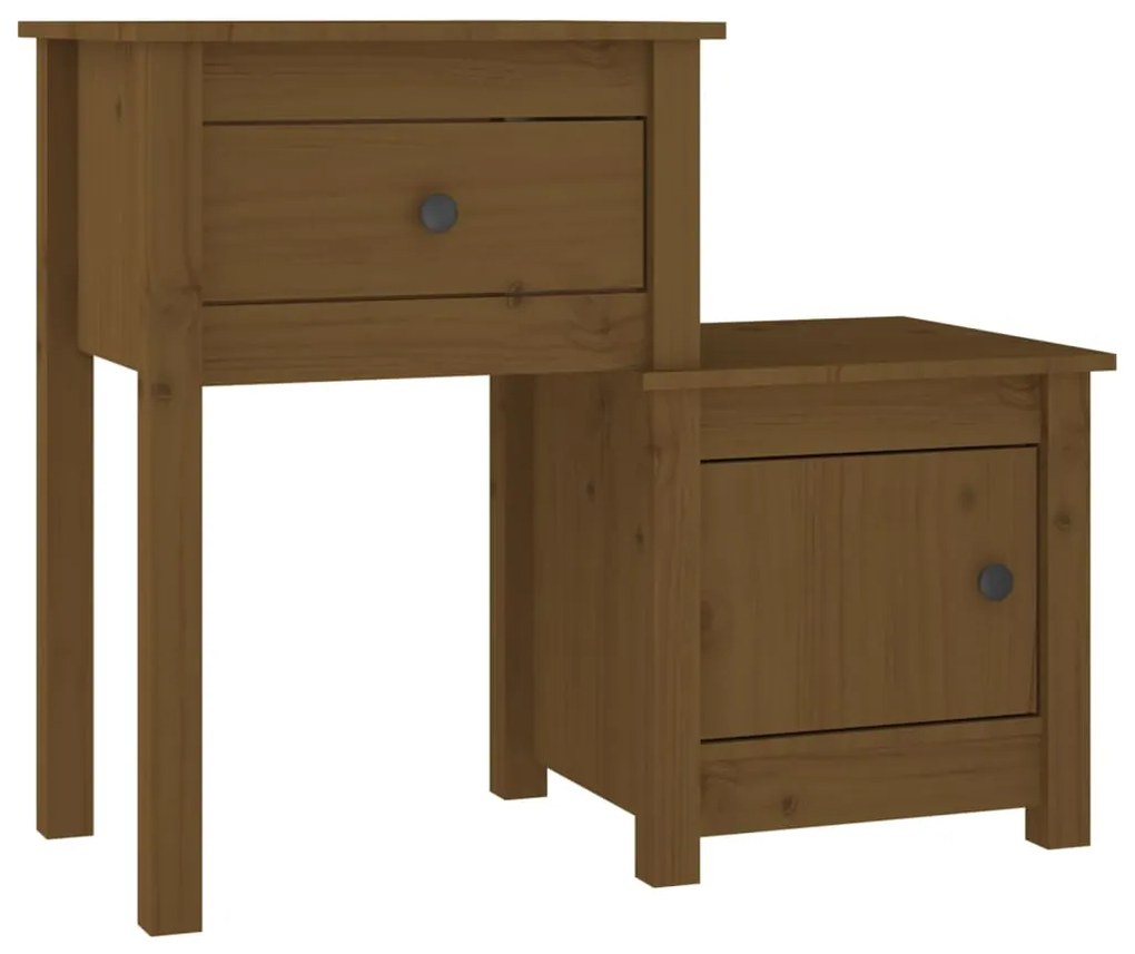 Comodini 2 pz miele 79,5x38x65,5 cm in legno massello di pino