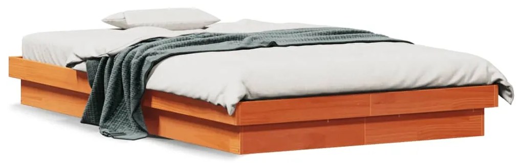 Giroletto Led Marrone Cera 140x200 Cm İn Legno Massello Di Pino /