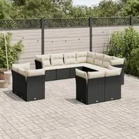 Set Divani da Giardino 11 pz con Cuscini in Polyrattan Nero 3250345