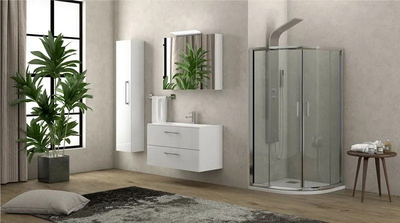 Box doccia semicircolare 80x80 altezza 180cm vetro trasparente | K400 - KAMALU