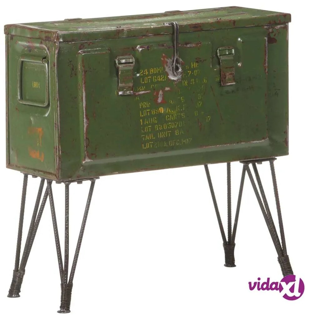 vidaXL Baule Portaoggetti Stile Militare 68x24x66 cm Ferro