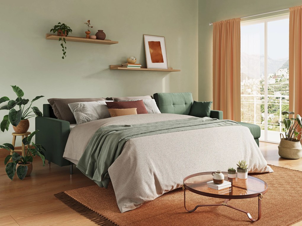 Megan divano letto angolare in microfibra smacchiabile T11